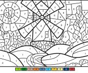 Coloriage Moulin par num&eacute;ro