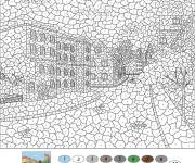 Coloriage Paysage de la ville complexe par num&eacute;ro