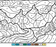 Coloriage Paysage des montagnes magique par num&eacute;ro