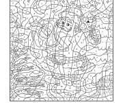 Coloriage P&egrave;re No&euml;l avec une cloche par num&eacute;ro