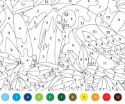 Coloriage Perroquet dans la foret num&eacute;rot&eacute;