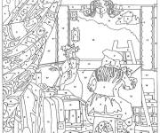 Coloriage Portrait d'un fille &agrave; la maison magique