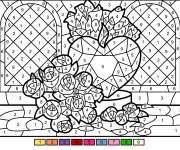 Coloriage Un coeur dans le chateau par num&eacute;ro