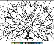 Coloriage Un paon magique par num&eacute;ro