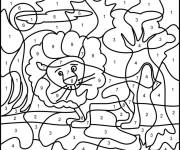 Coloriage et dessins gratuit Un tigre dans la nature magique par num&eacute;ro pour adulte à imprimer