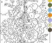Coloriage Vase de fleurs num&eacute;rot&eacute; pour adulte
