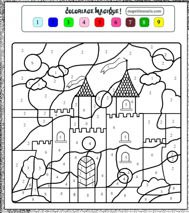 Coloriage Magique Facile Château Dessin Gratuit à Imprimer