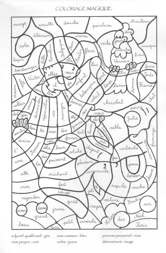 Coloriage Magiques Vocabulaire dessin gratuit à imprimer