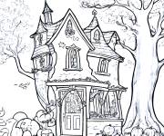 Coloriage et dessins gratuit Activit&eacute; coloriage maison hant&eacute;e à imprimer