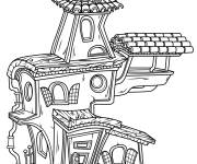 Coloriage Architecture diff&eacute;rente de maison hant&eacute;e pour Halloween