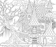 Coloriage Ch&acirc;teau hant&eacute; pour Halloween gs