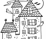 Coloriage Ch&acirc;teau hant&eacute; pour la fete de 31 Octobre