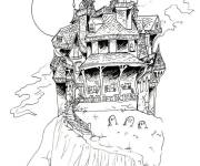 Coloriage et dessins gratuit Ch&acirc;teau hant&eacute; sur la colline à imprimer