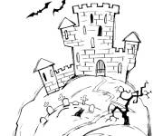 Coloriage Ch&acirc;teau hant&eacute; sur la montagne