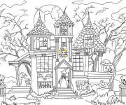 Coloriage Ch&acirc;teau hant&eacute;e pour Halloween