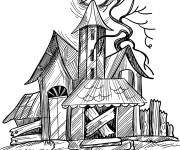 Coloriage et dessins gratuit Coloriage en ligne maison hant&eacute;e à imprimer