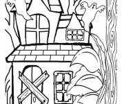 Coloriage Dessin anim&eacute; maison hant&eacute;e cp