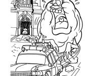 Coloriage Enorme fantome sortant de la maison hant&eacute;e