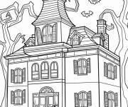Coloriage Grand manoir hant&eacute;
