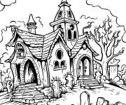 Coloriage et dessins gratuit Image maison hant&eacute;e pour colorier à imprimer