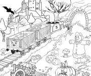 Coloriage Le chemin du ch&acirc;teau hant&eacute;