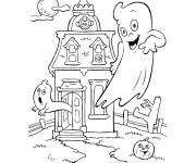 Coloriage Les fantomes et la peur de la maison hant&eacute;e