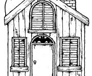 Coloriage Lieu hant&eacute;e pour Halloween