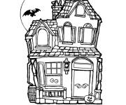 Coloriage Maison abandonn&eacute;e hant&eacute;e