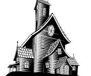 Coloriage Maison abandonn&eacute;e pour adulte