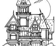 Coloriage Maison d'esprits m&eacute;chants pour Halloween