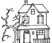Coloriage Maison effrayante pour la f&ecirc;te de 31 octobre