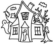 Coloriage Maison hant&eacute;e au crayon