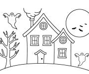 Coloriage Maison hant&eacute;e au milieu de la foret