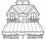 Coloriage Maison hant&eacute;e avec des fen&ecirc;tres fissur&eacute;es
