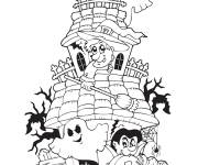 Coloriage Maison hant&eacute;e de bande anim&eacute;