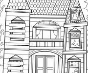 Coloriage Maison hant&eacute;e d&eacute;labr&eacute;e