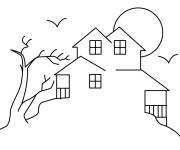 Coloriage Maison hant&eacute;e en contour