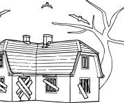 Coloriage Maison hant&eacute;e en couleurs
