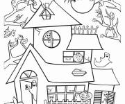 Coloriage Maison Hant&eacute;e en ligne