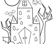 Coloriage Maison hant&eacute;e en miniature
