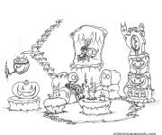 Coloriage Maison hant&eacute;e festif