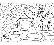 Coloriage Maison hant&eacute;e graphique