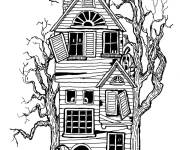 Coloriage Maison Hant&eacute;e Halloween