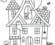 Coloriage Maison hant&eacute;e pour enfants gratuit