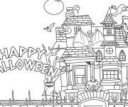Coloriage Maison Hant&eacute;e pour Halloween