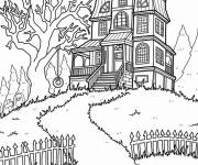 Coloriage Maison hant&eacute;e r&eacute;aliste