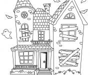 Coloriage Maison hant&eacute;e silhouette