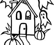 Coloriage Maison hant&eacute;e simple