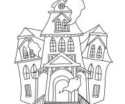 Coloriage Maison Hant&eacute;e stylis&eacute;