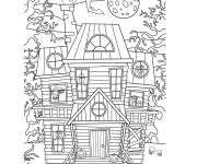 Coloriage Maison hant&eacute;e traditionnel